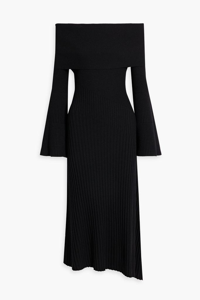 A.L.C. Eve off-the-shoulder asymmetric merino wool-blend midi dress