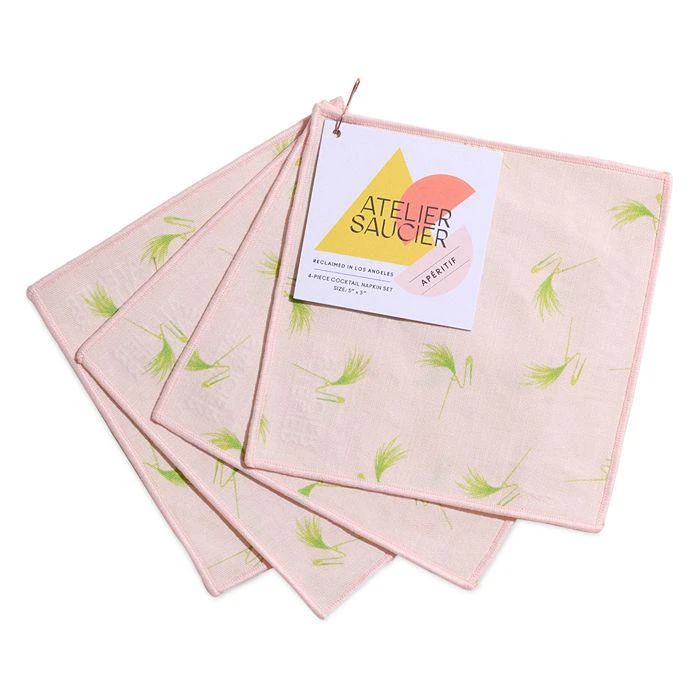 ATELIER SAUCIER Flamingo Pin Cocktail Napkins, Set of 4 2