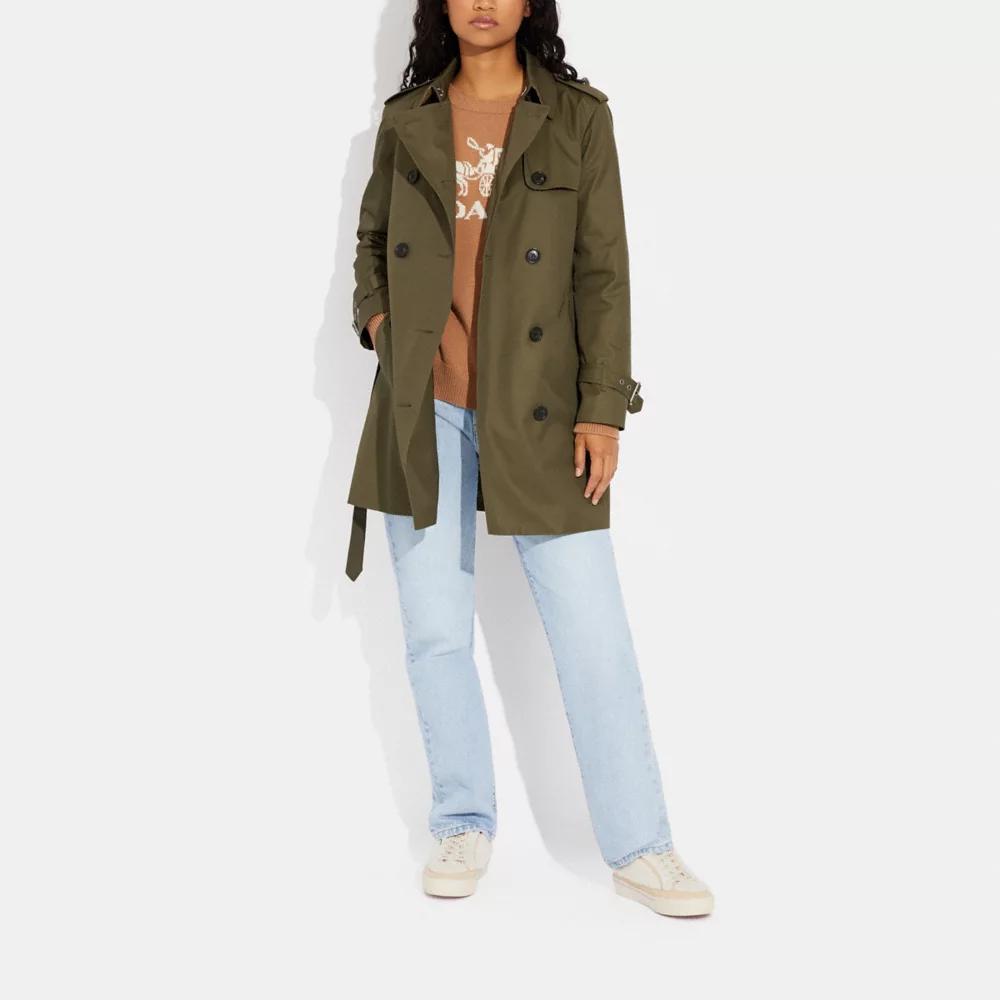 Coach Solid Mid Trench Coat - Coats - BeyondStyle