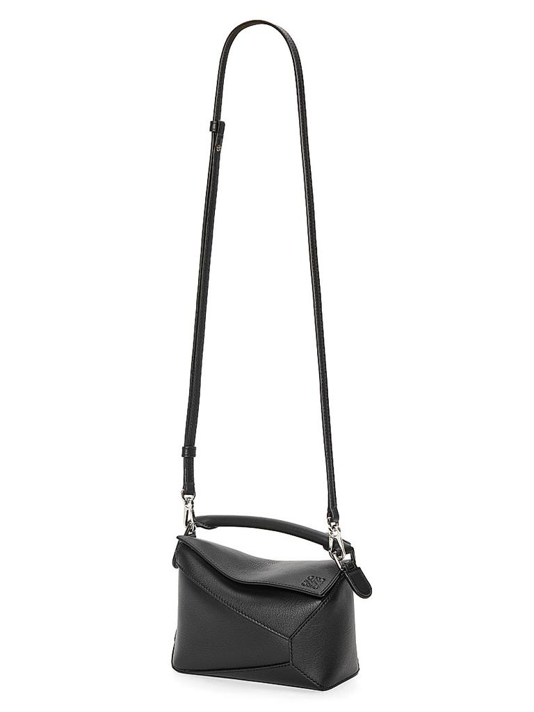 【LOEWE】MINI CROSSBODY BAG Puzzle Edge Mini leather crossbody bag in silver - Loewe