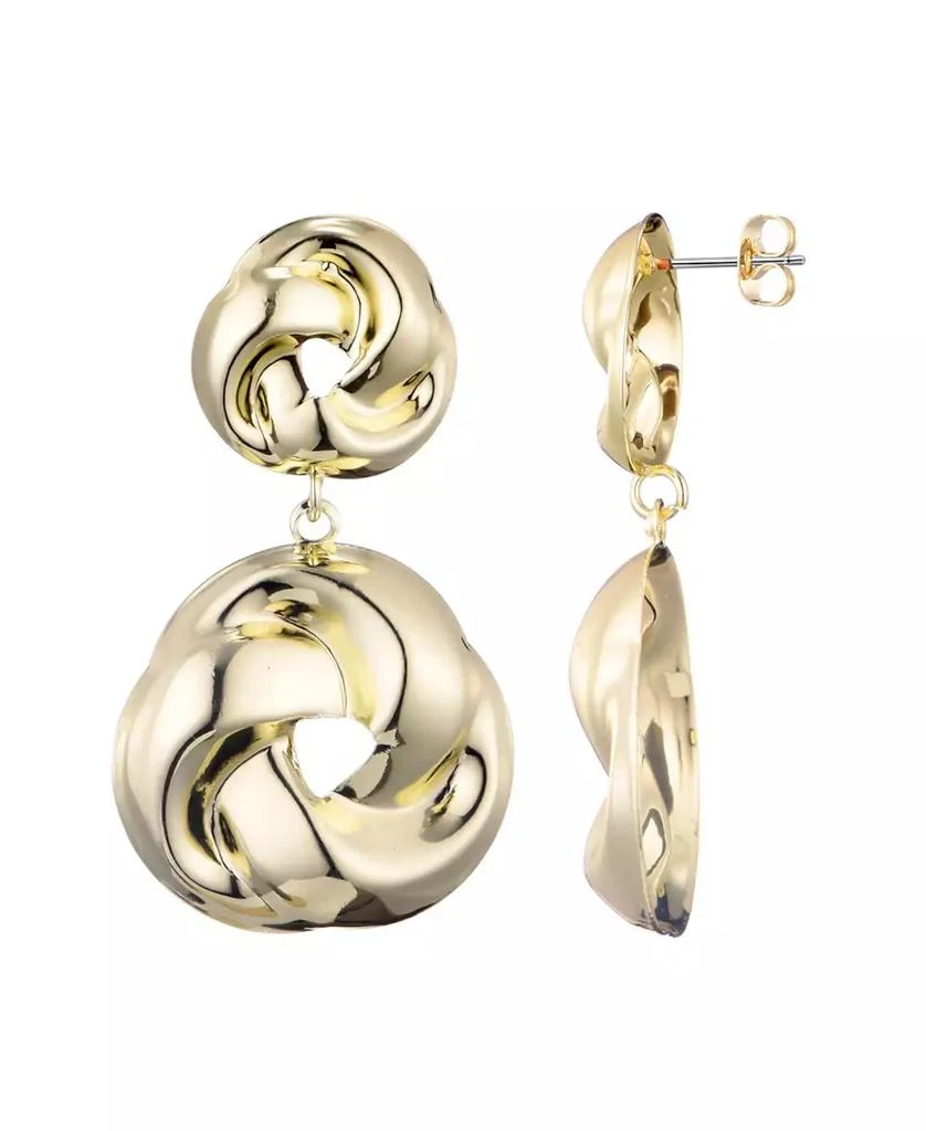 ADORNIA Gold Double Knot Drop Earrings 2