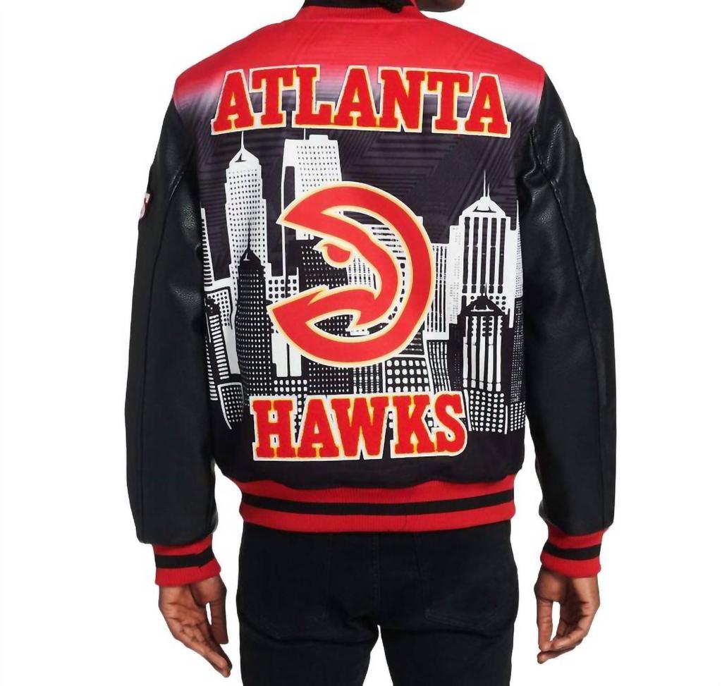 Pro Standard Men's Atlanta Hawks Intervarsity Jacket In Black/red