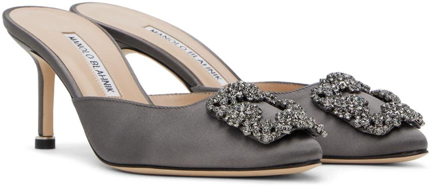 Manolo Blahnik Gray Hangisimu Mules 4