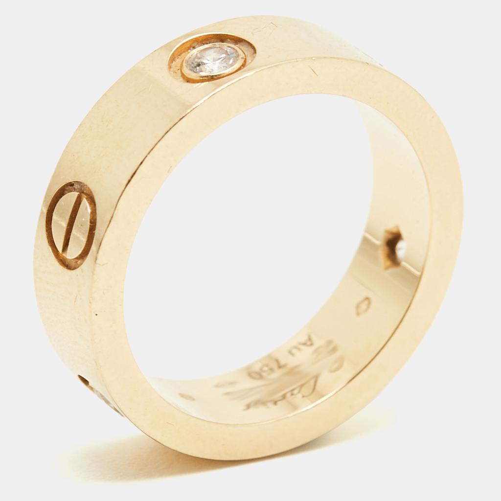 Cartier Cartier Love 3 Diamond 18k Rose Gold Ring Size 53