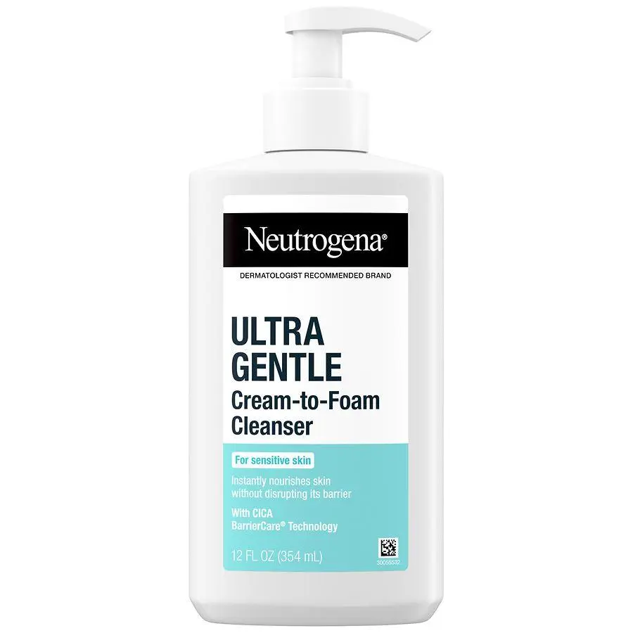 Neutrogena Ultra Gentle Cream to Foaming Face Wash for Sensitive Skin, Fragrance-Free Fragrance-Free