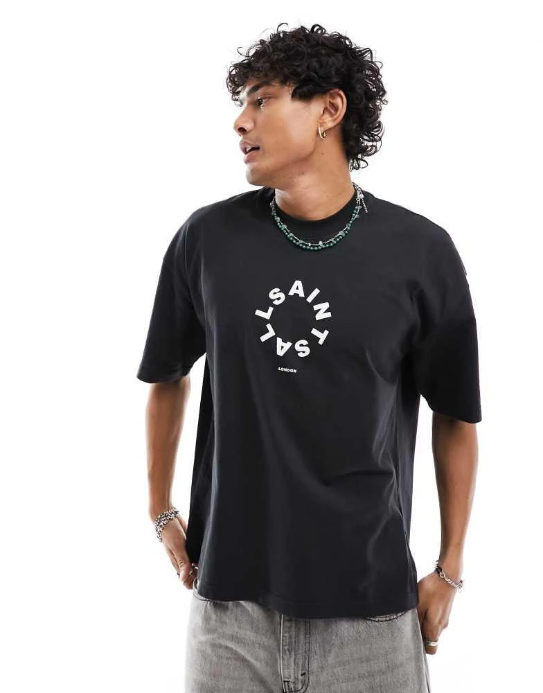 ALL SAINTS AllSaints Tierra short sleeve crew neck t-shirt in black 3
