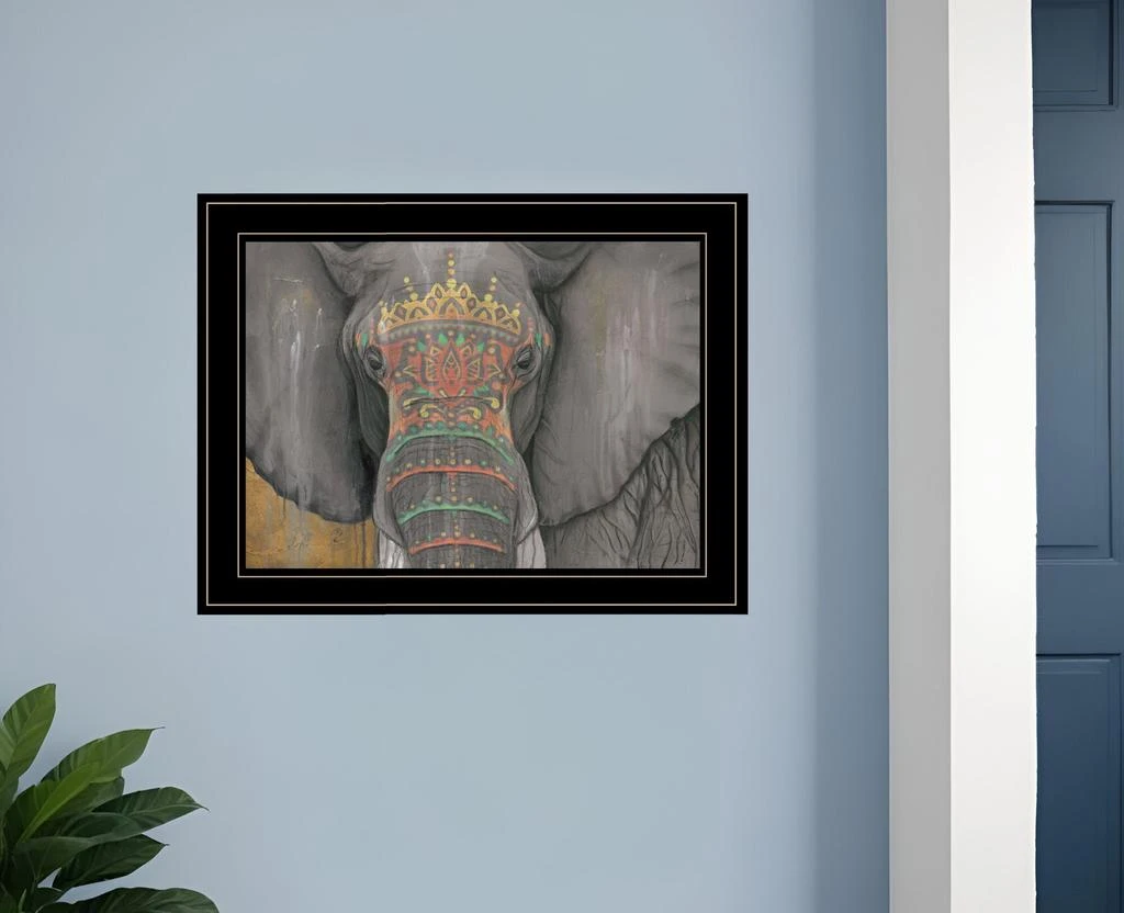 Hivvago Tattooed Elephant 2 Black Framed Print Wall Art