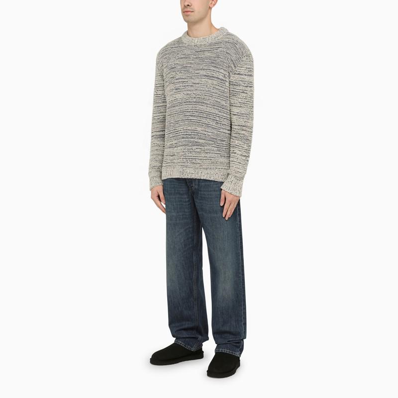 Alanui Blue and white cotton blend crew-neck sweater