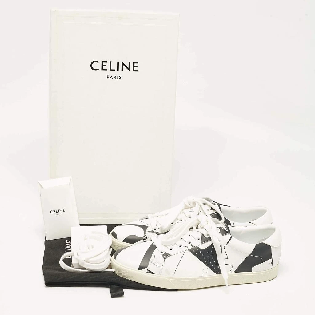 Celine Celine White/Black Print Leather Triomphe Sneakers Size 41 9