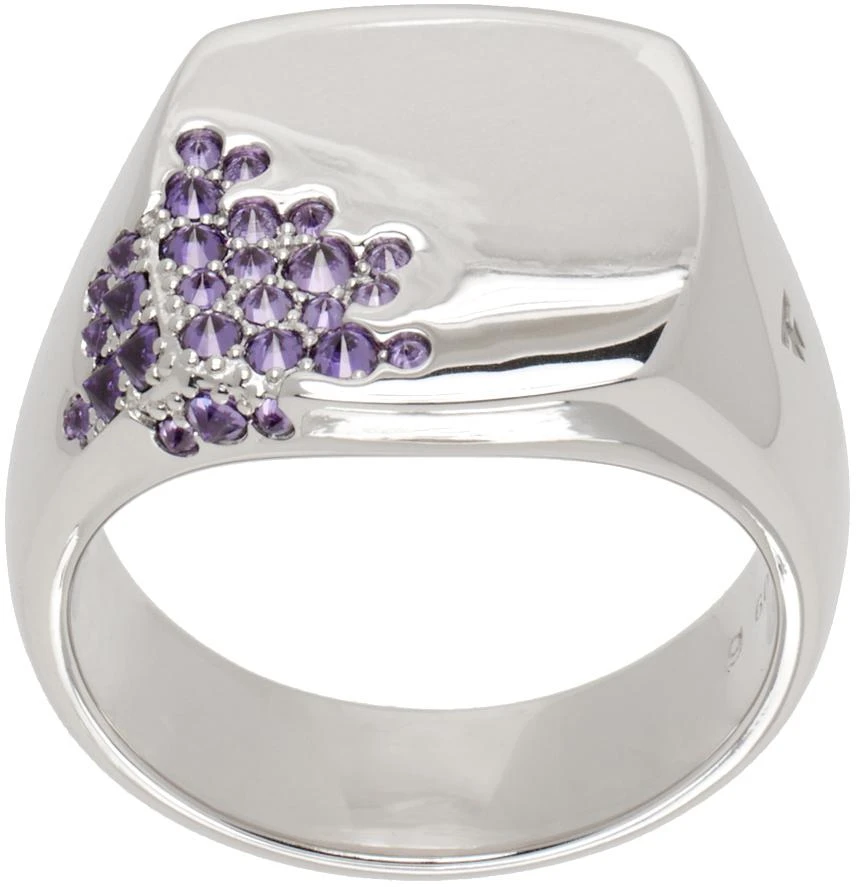 Tom Wood Silver 
Cushion Purple Molecule
 Ring
