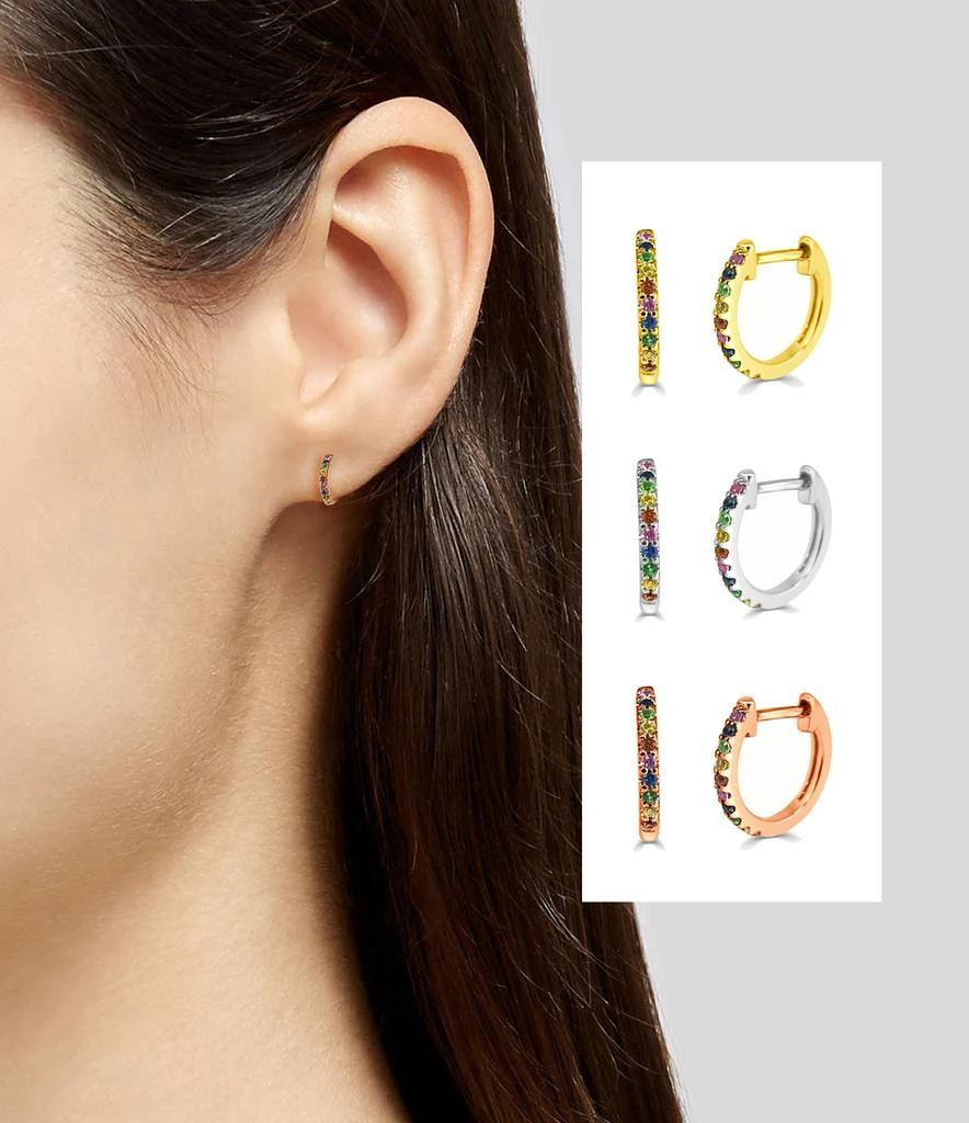 Sabrina Designs 14k Gold
Rainbow Sapphire Huggie Earrings 2