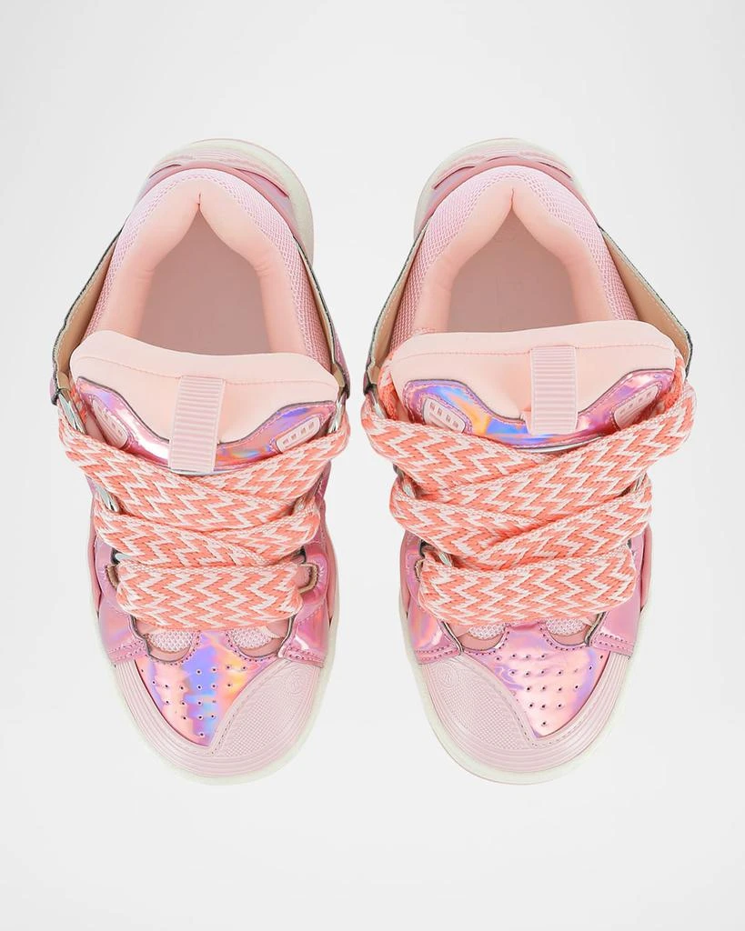 Lanvin Girl's Curb Leather and Textile Chunky Low-Top Sneakers, Kids 6