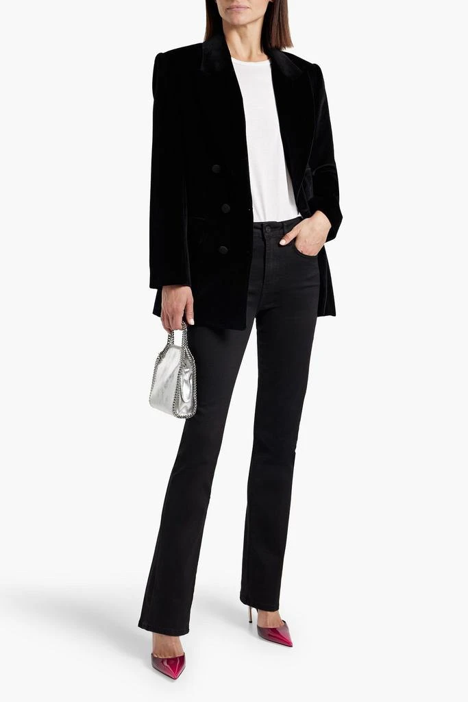 FRAME Double-breasted cotton-blend velour blazer 2