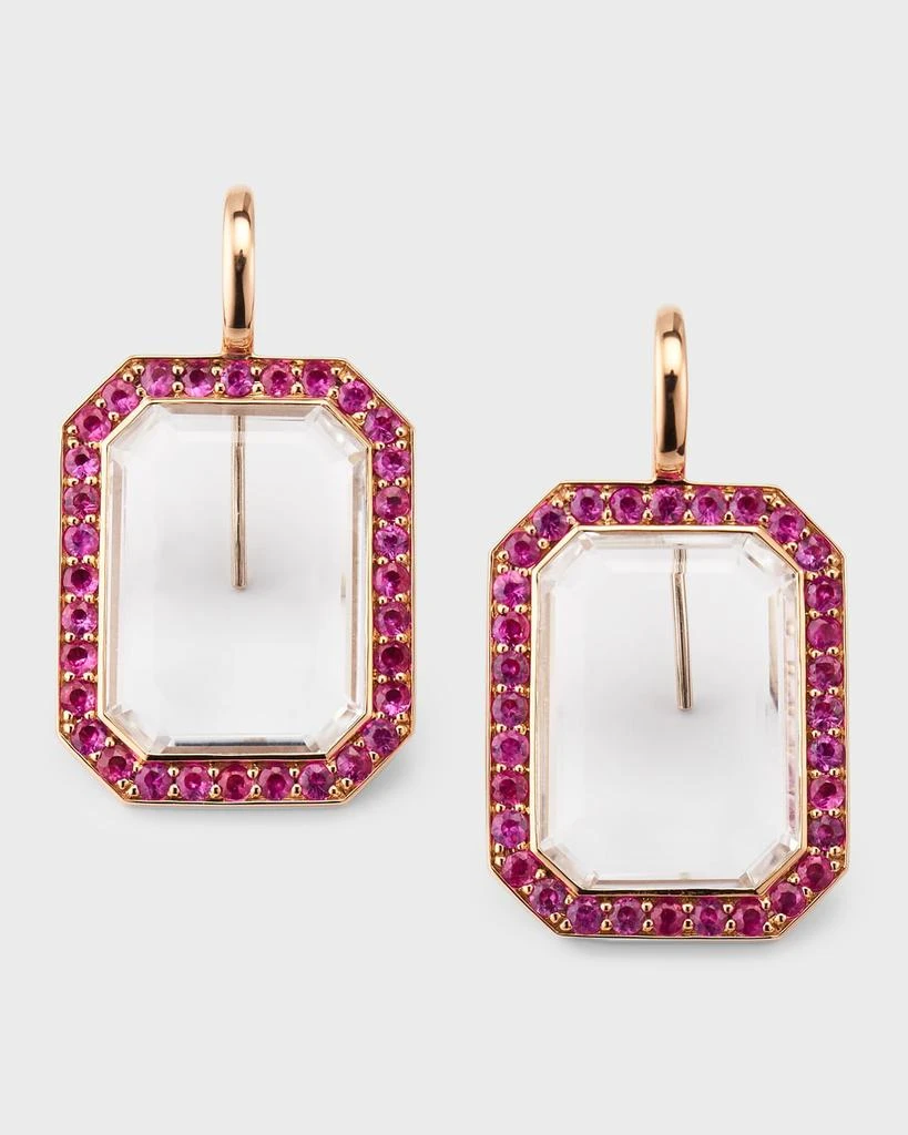 Walters Faith 18K Pink Sapphire and Rock Crystal Drop Earrings 1