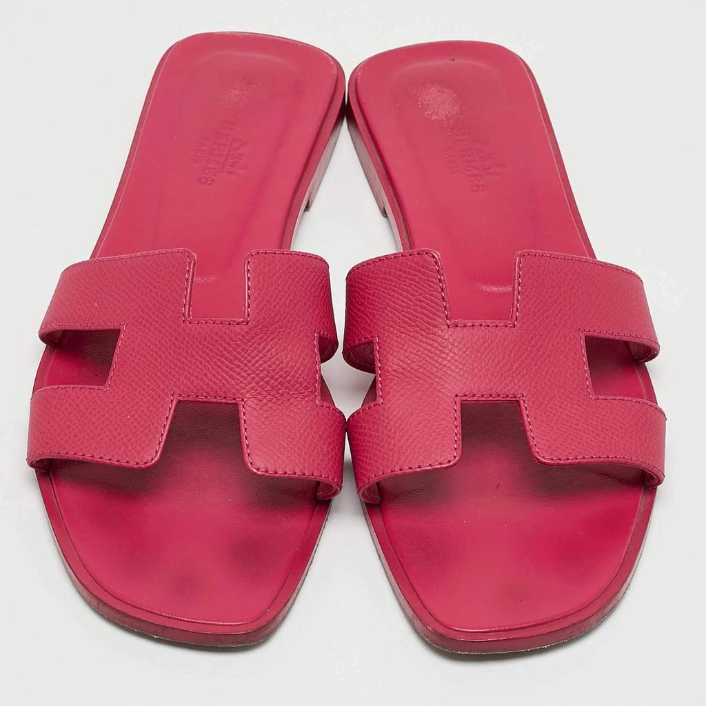 Hermes Hermès Pink Leather Oran Flat Slide Sandals Size 38 3
