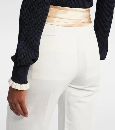 Valentino High-rise cotton and linen straight pants 6