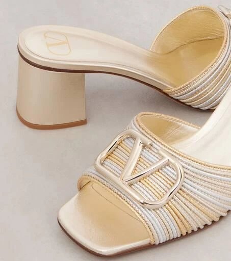 Valentino VLogo metallic leather mules 5