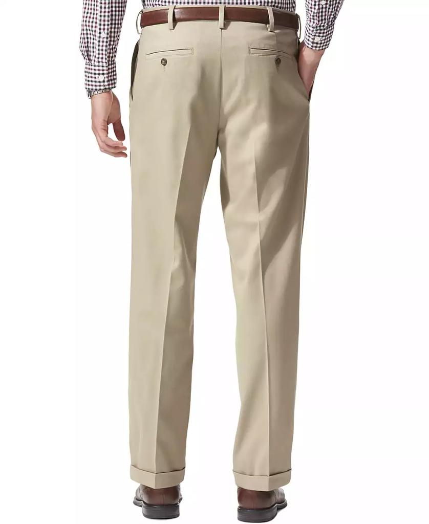 Dockers Men's Comfort Relaxed Pleated Cuffed Fit Khaki Stretch Pants