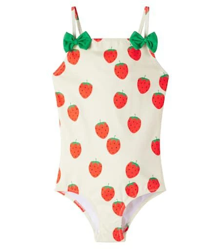 Mini Rodini Strawberries bow-detail swimsuit