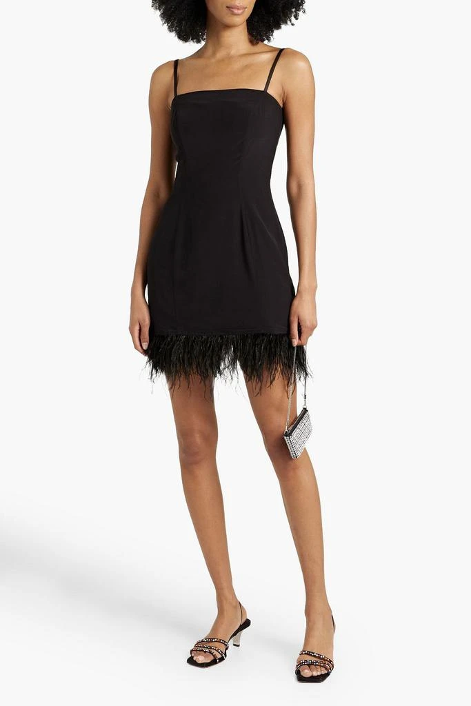 HVN Mia feather-trimmed crepe mini dress 2