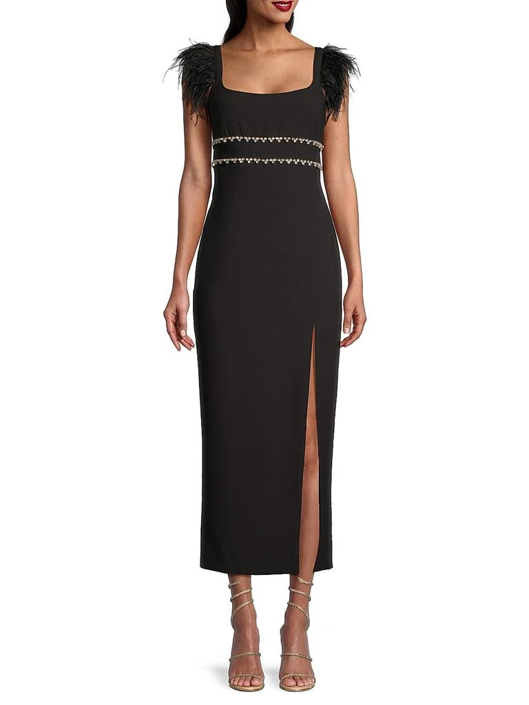 Likely Prima Crystal & Feather Midi-Dress 2