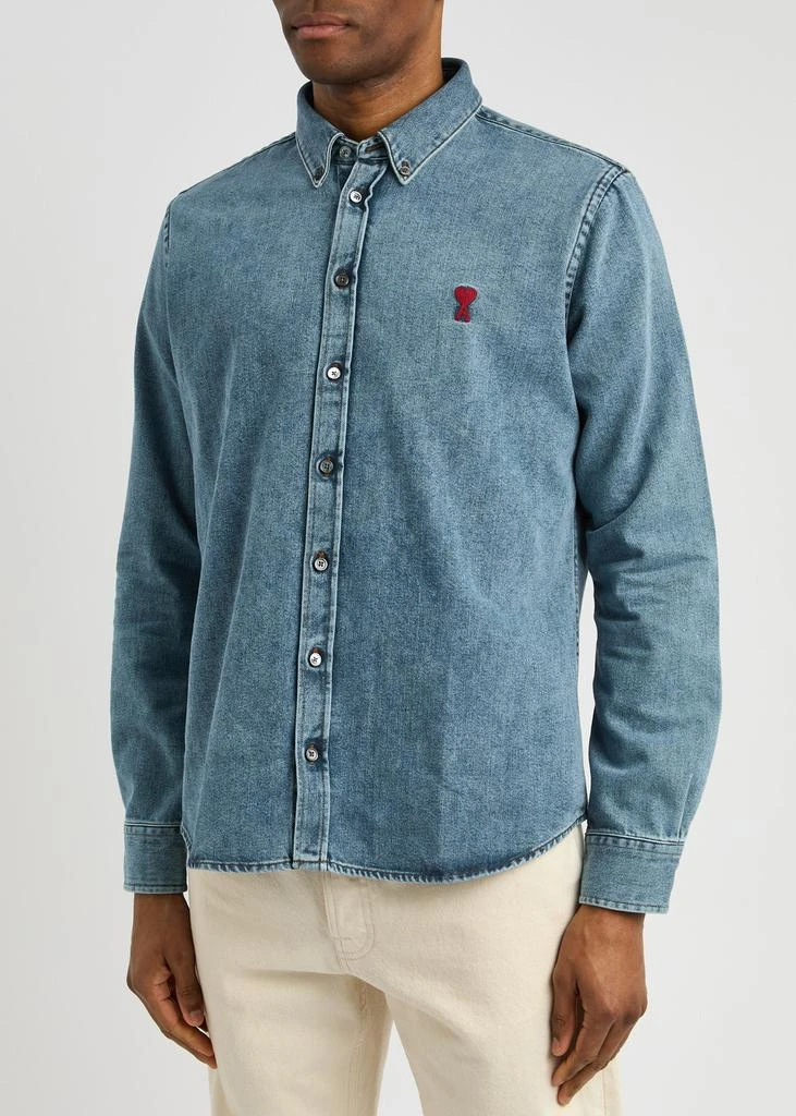 AMI Logo-embroidered denim shirt 2
