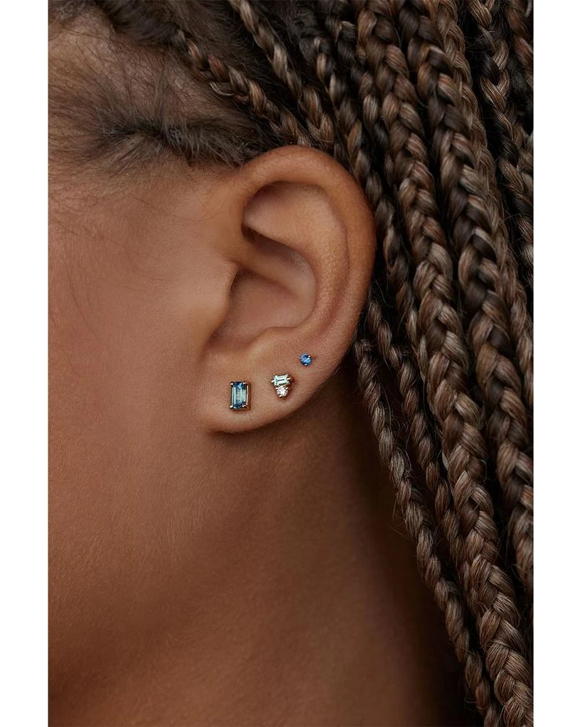 WWAKE 14K Yellow Gold Teal Sapphire Stud Earrings 2