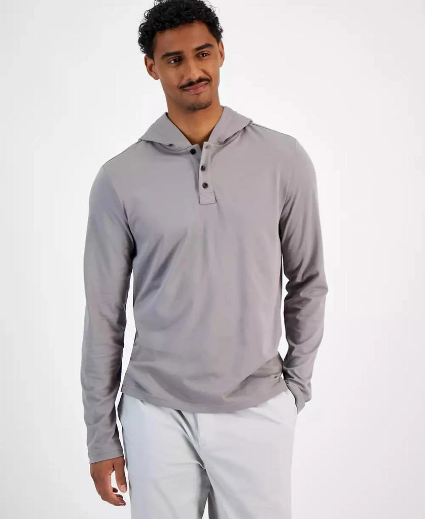 Michael Kors Men's Premium Textured Long Sleeve Henley Hoodie 1