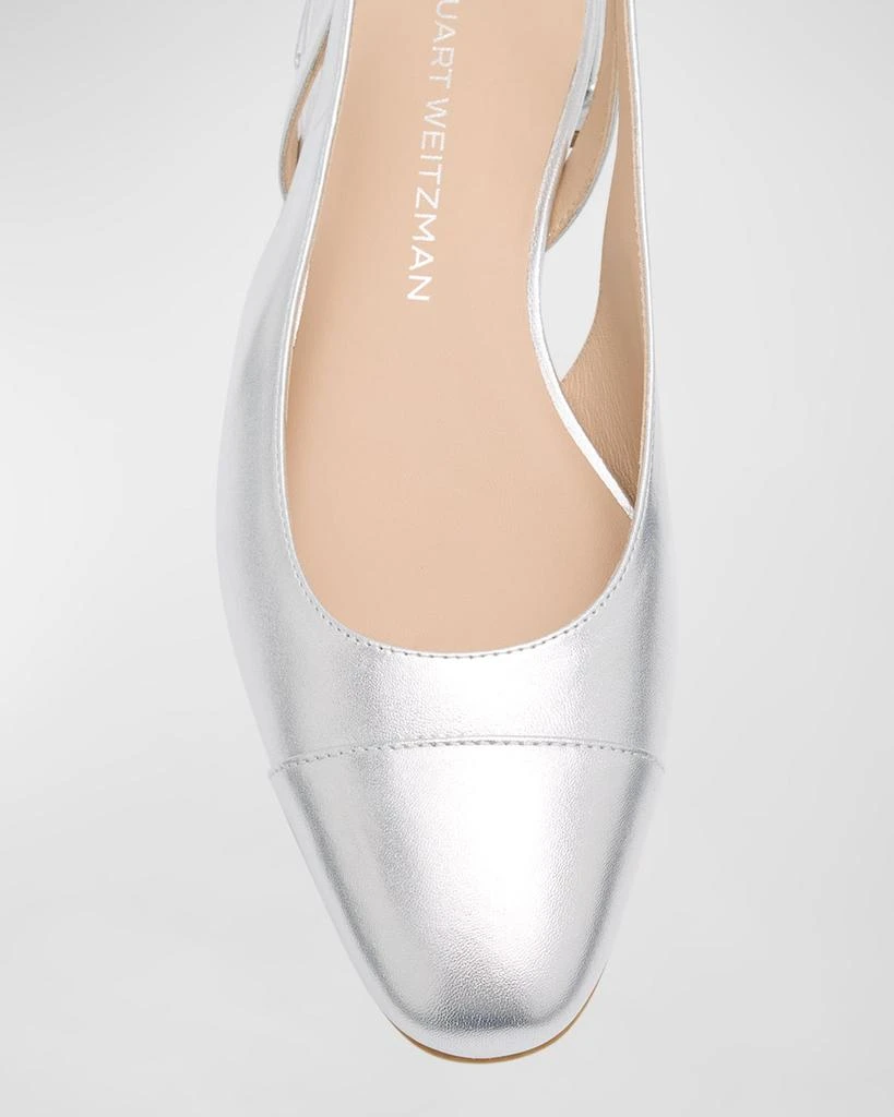 Stuart Weitzman Sleek Metallic Slingback Ballerina Flats 5