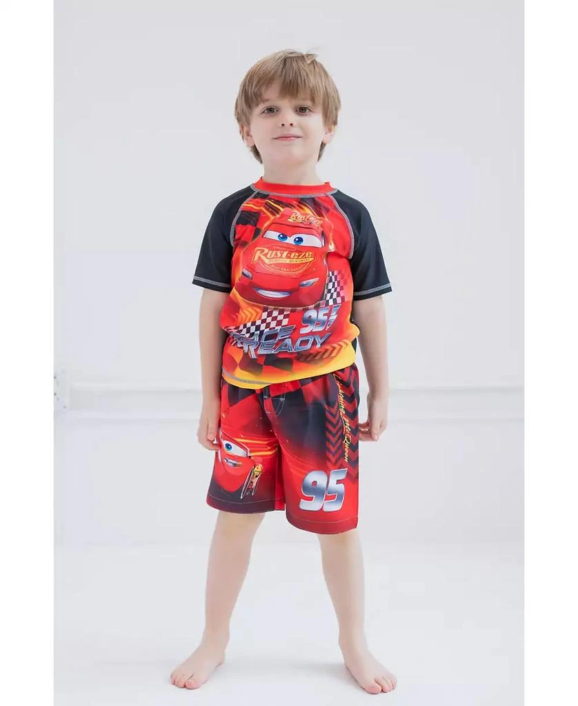 Cars Boys Disney Pixar Lightning McQueen Rash Guard and Swim Trunks Outfit Set 2
