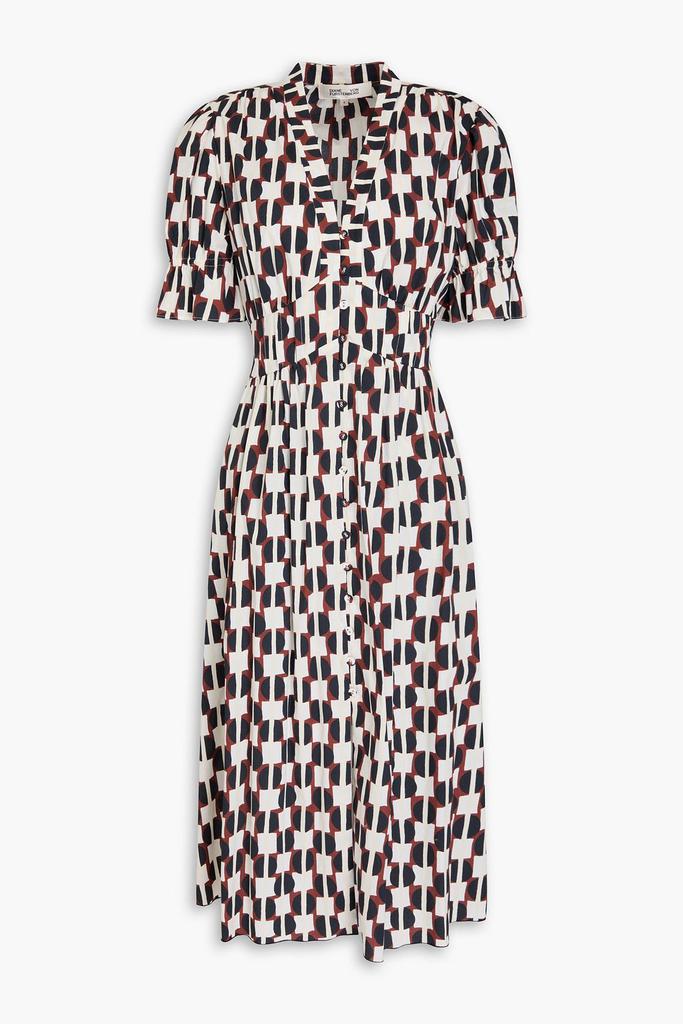Diane von Furstenberg Erica printed cotton-blend poplin midi dress