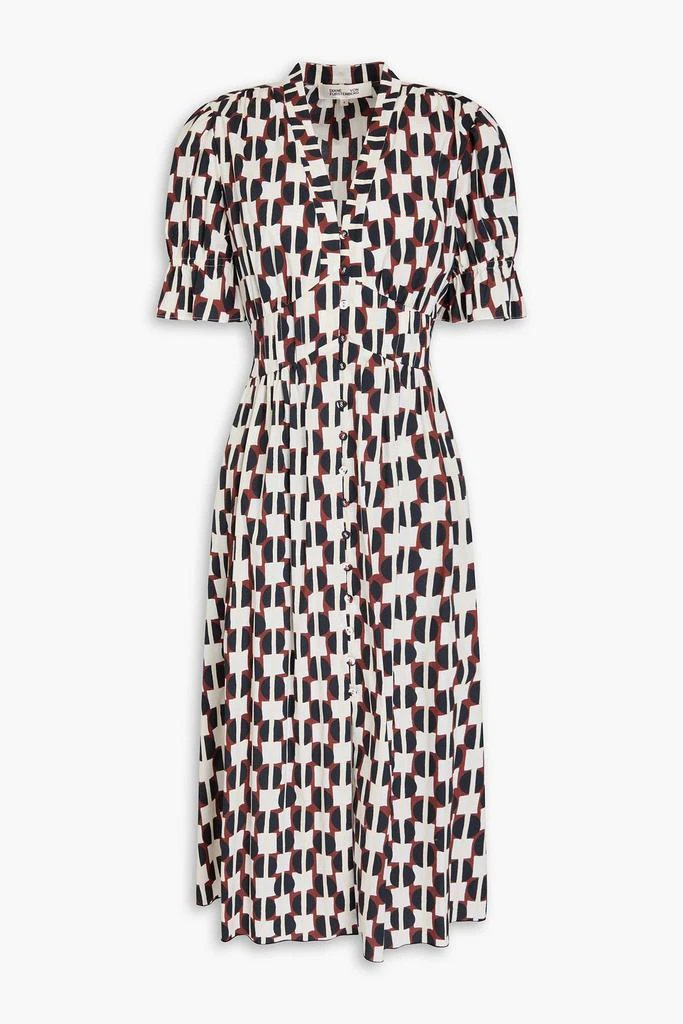 Diane von Furstenberg Erica printed cotton-blend poplin midi dress 1