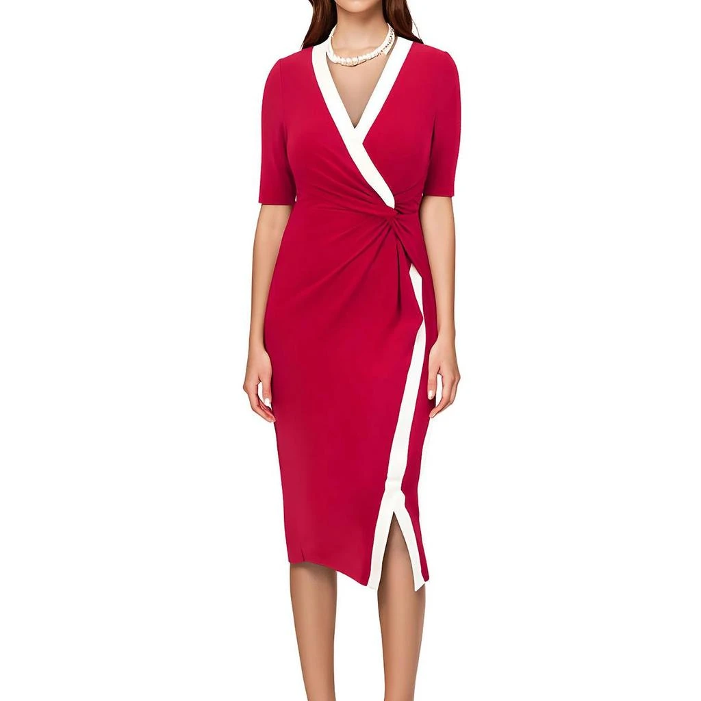 plus size sleeveless midi dress Mocha Plus Size Printed Bow Cut-Out Sleeveless Midi Dress