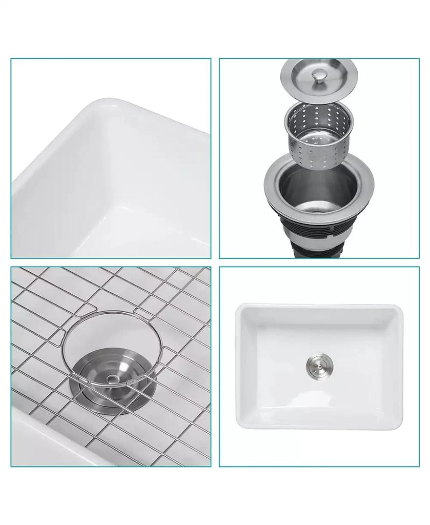 Flynama huluwat 24x18x10inch White Farmhouse Sink Ceramic Single Bowl Reversible Apron Front Laundry 9