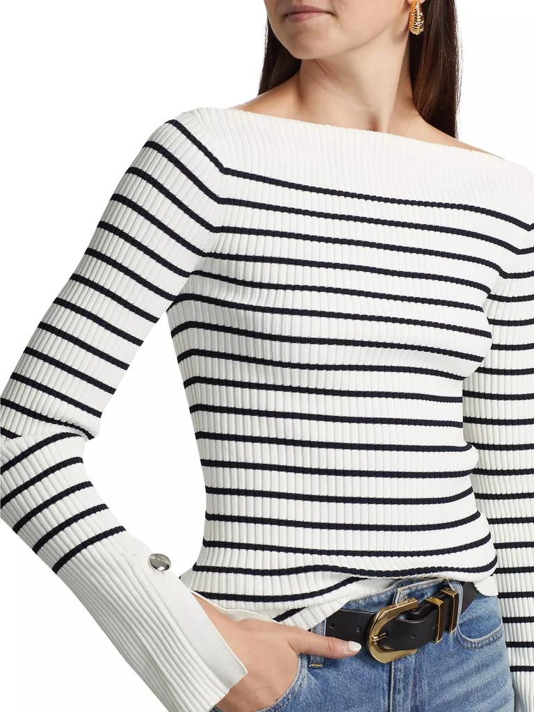 A.L.C. Anya Striped Rib-Knit Boatneck Sweater 6