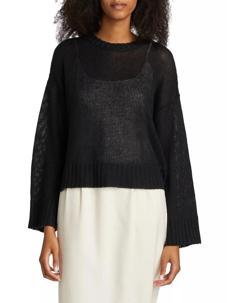 Jenni Kayne Cropped Linen Knit Crewneck Sweater 3