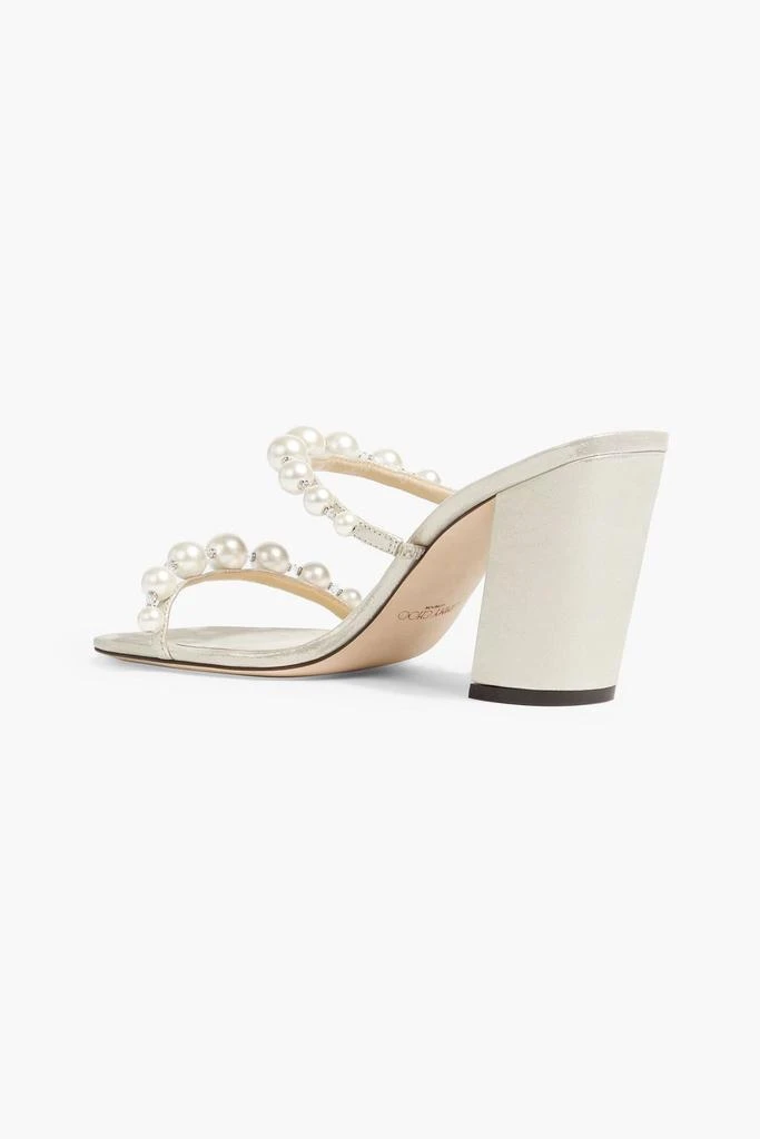 Jimmy Choo Amara 85 faux pearl-embellished metallic suede sandals 3