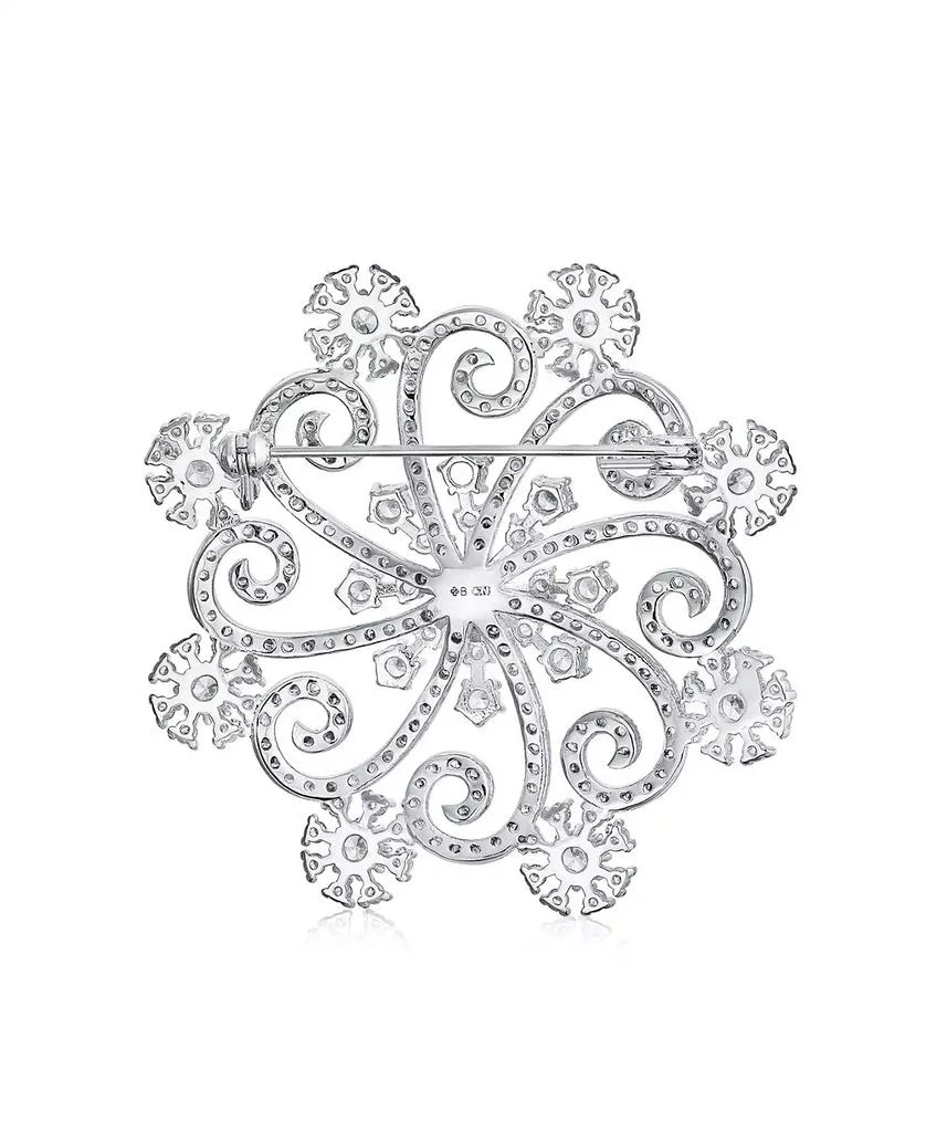 Bling Jewelry Large Frozen Winter Swirl Holiday Party CZ Cubic Zirconia Scarf Christmas Statement Snowflake Brooch Pin 2