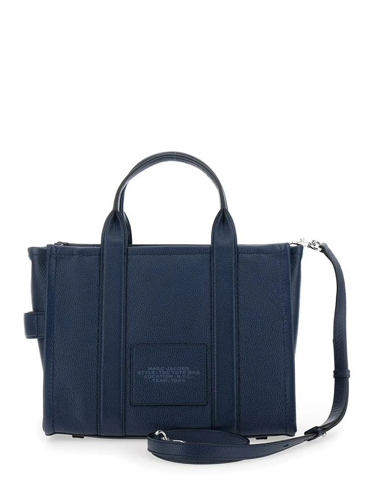 Marc Jacobs 'The Tote Bag Medium' Blue Bag With Logo Print On The Front In Hammered Leather Woman 2
