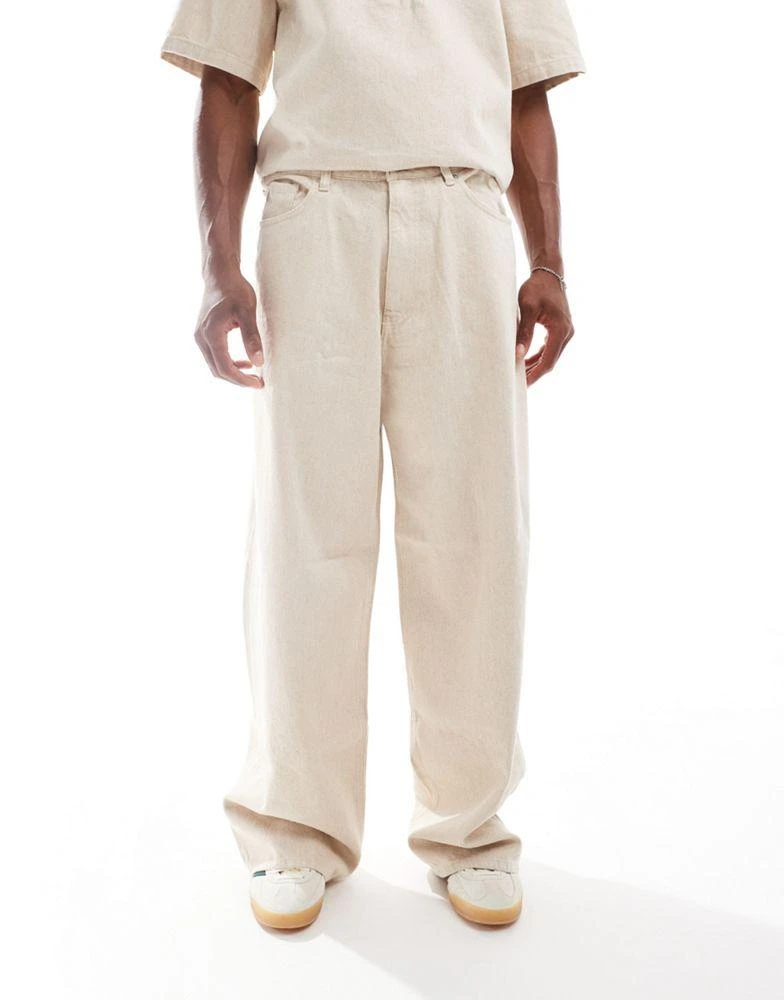 Weekday Weekday Astro heavyweight linen trousers in beige 1