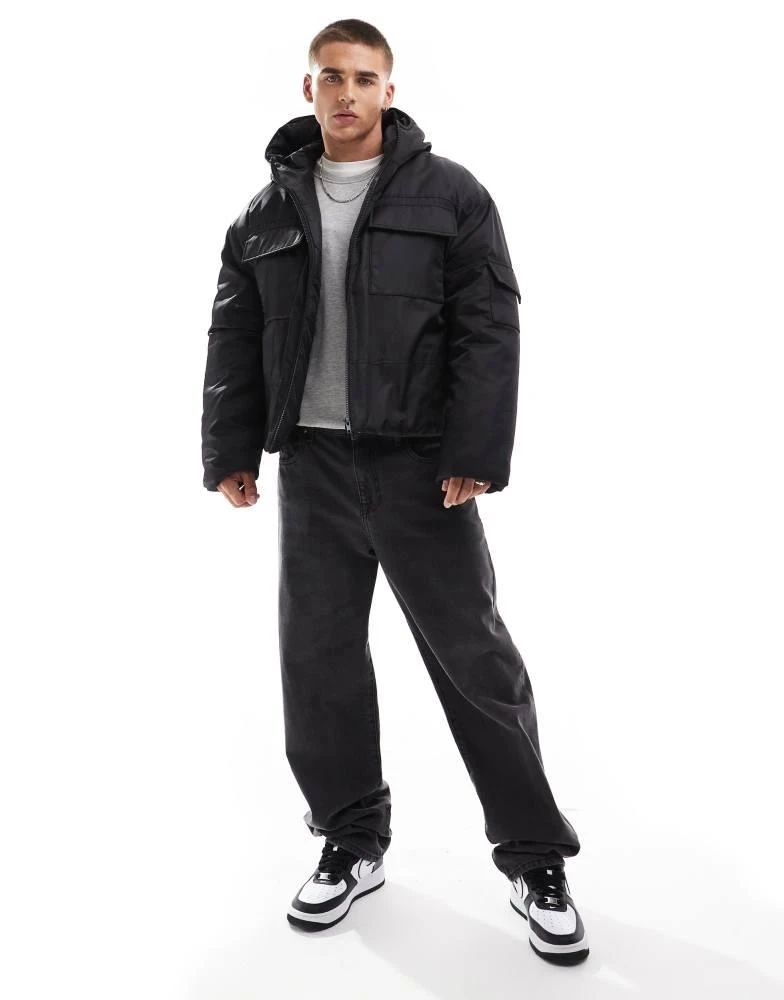 ASOS ASOS DESIGN utility puffer jacket in black 3