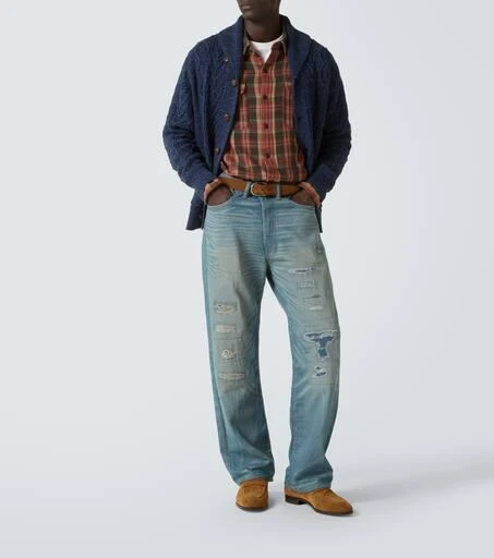 RRL Plainfield distressed straight jeans 2