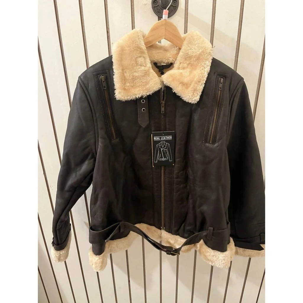 ANGEL Angel - Women
s Genuine Leather Sherling Jacket 2