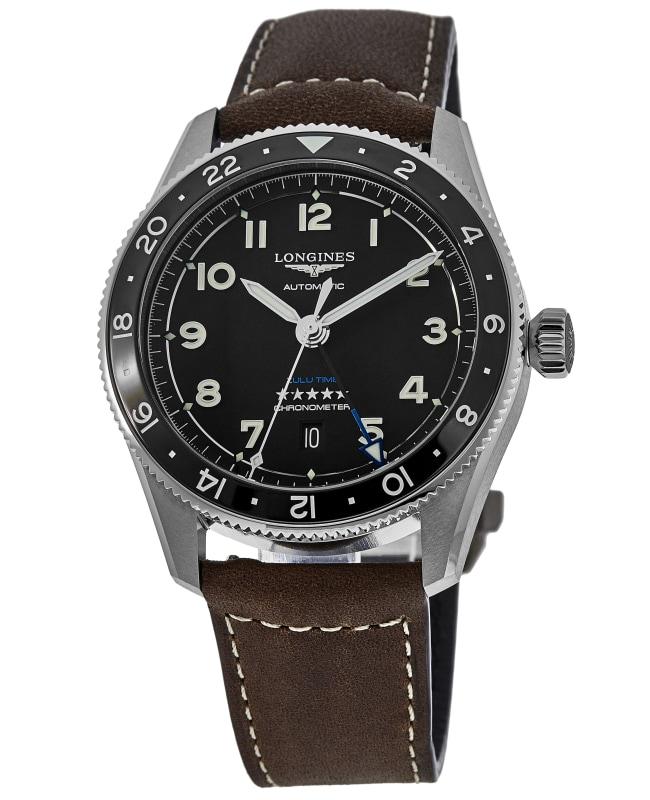 Longines Longines Spirit Zulu Time Black Dial Leather Strap Men's Watch L3.812.4.53.2