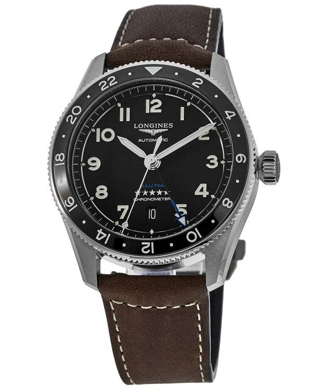 Longines Longines Spirit Zulu Time Black Dial Leather Strap Men's Watch L3.812.4.53.2 1