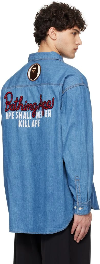 Bape Blue Champion Relaxed Fit Denim Shirt 3