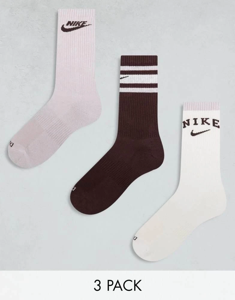 NIKE Nike Everyday Plus Cushioned 3 pack crew socks in burgundy 1