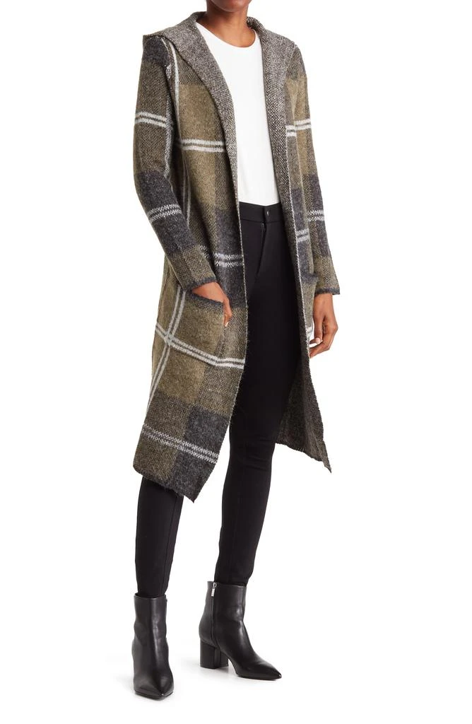 Joseph A Plaid Hooded Maxi Cardigan 1