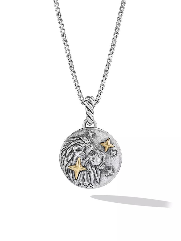 David Yurman Leo Amulet in Sterling Silver with 18K Yellow Gold and Diamonds, 19MM