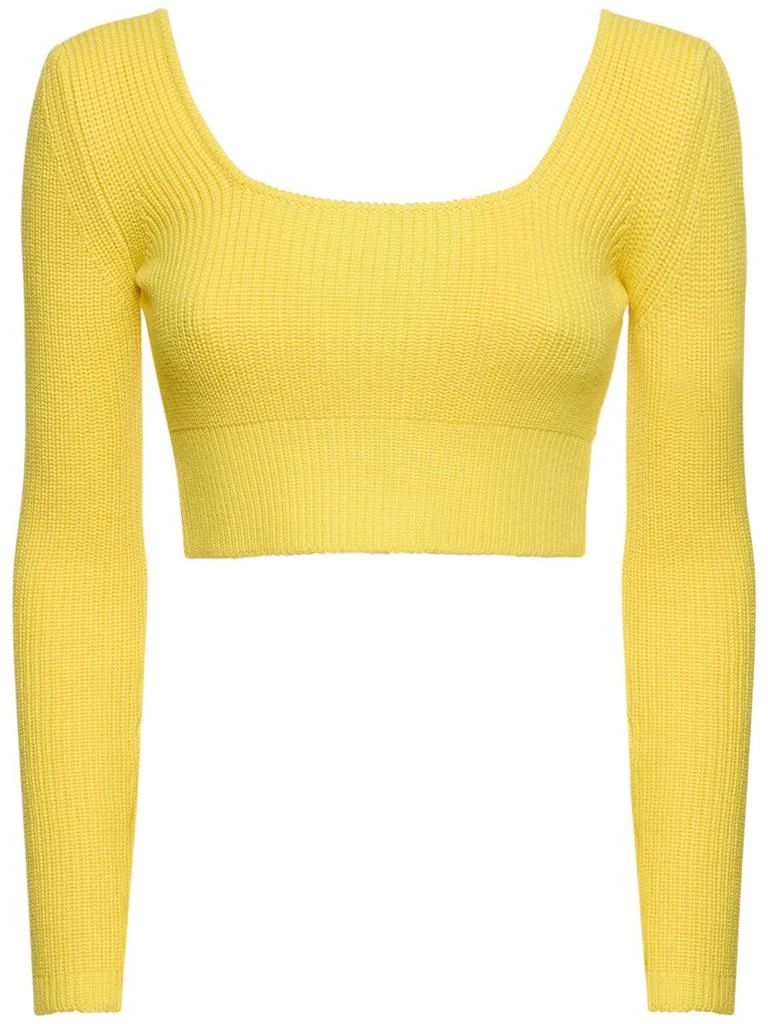 FERRARI Wool Rib Knit Open Back Cropped Top 1